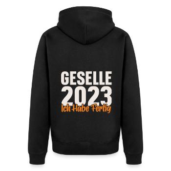 Geselle 2023 Gesellenprüfung - Unisex Premium Bio Zip Hoodie - Schwarz - Hinten - Nico (187cm)