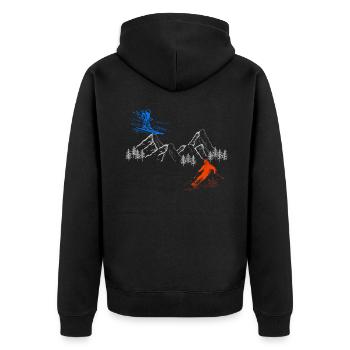 Ski In Ski Out - Unisex Premium Bio Zip Hoodie - Schwarz - Hinten - Nico (187cm)