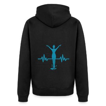 Herzschlag Turmspringer - Wassersport Athlet - Unisex Premium Bio Zip Hoodie - Schwarz - Hinten - Nico (187cm)