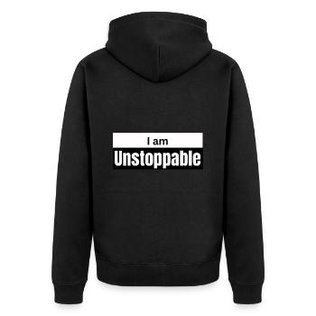 I am unstoppable - Unisex Premium Organic Zip Hoodie - black - Back - Nico (187cm)
