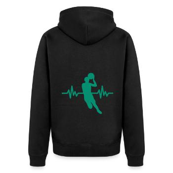 Haertbeat Basketball - USA - Team Sport - Hoops - Unisex Premium Bio Zip Hoodie - Schwarz - Hinten - Nico (187cm)