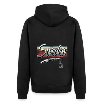 Schweden Angeln - Unisex Premium Bio Zip Hoodie - Schwarz - Hinten - Nico (187cm)
