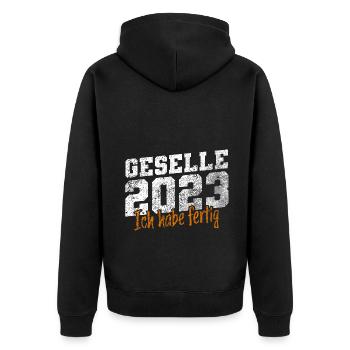 Geselle 2023 Gesellenprüfung - Unisex Premium Bio Zip Hoodie - Schwarz - Hinten - Nico (187cm)