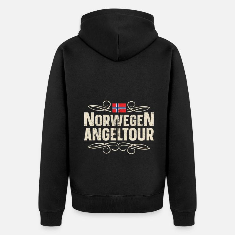 Norwegen Angeltour - Unisex Premium Bio Zip Hoodie - Schwarz