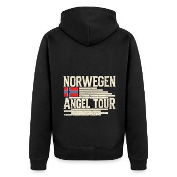 Norwegen Angeltour - Unisex Premium Bio Zip Hoodie - Schwarz - Hinten - Nico (187cm)