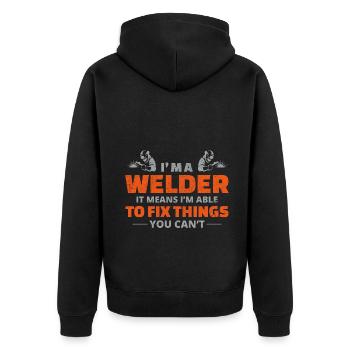Welding Welder Metal Construction Ironworker - Unisex Premium Organic Zip Hoodie - black - Back - Nico (187cm)