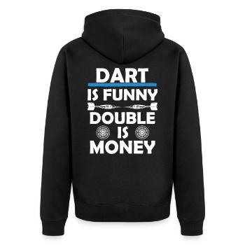 Dart est drôle, le double est de l'argent - Veste à capuche bio Premium Unisexe - noir - Dos - Nico (187cm)