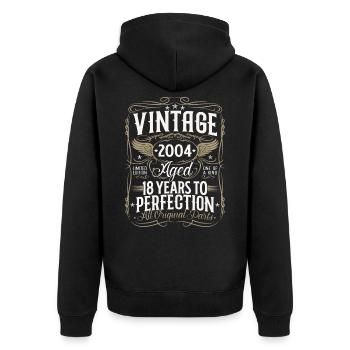 Vintage 2004 Vintage 18 Birthday Retro Gift - Unisex Premium Organic Zip Hoodie - black - Back - Nico (187cm)