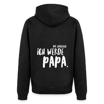 Ich werde Papa - Unisex Premium Bio Zip Hoodie - Schwarz - Hinten - Nico (187cm)