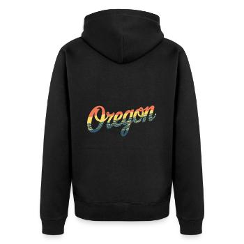 Oregon Portland Amerika Bundesstaat für Oregon - Unisex Premium Bio Zip Hoodie - Schwarz - Hinten - Nico (187cm)