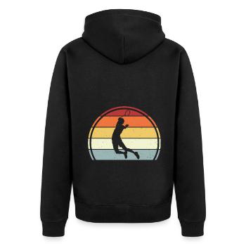 Badminton - Unisex Premium Bio Zip Hoodie - Schwarz - Hinten - Nico (187cm)