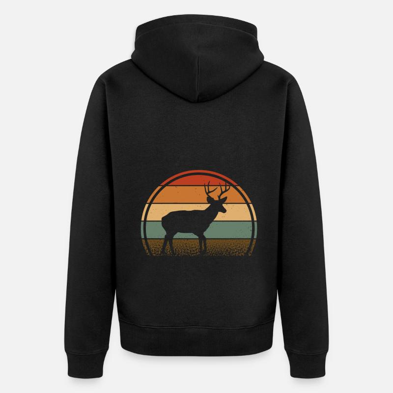 Hirsch - Unisex Premium Bio Zip Hoodie - Schwarz