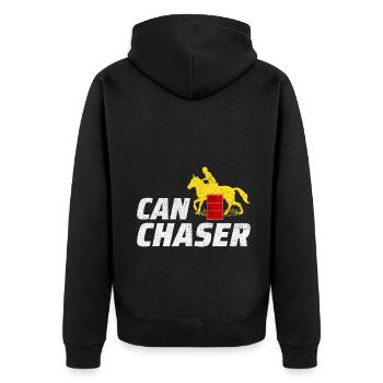 Barrel Racer Reiten Racing Rodeo Lustig - Unisex Premium Bio Zip Hoodie - Schwarz - Hinten - Nico (187cm)