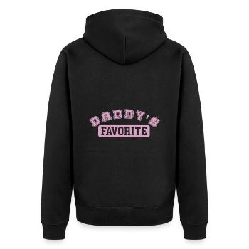 Daddy's favorite rosa - Unisex Premium Bio Zip Hoodie - Schwarz - Hinten - Nico (187cm)