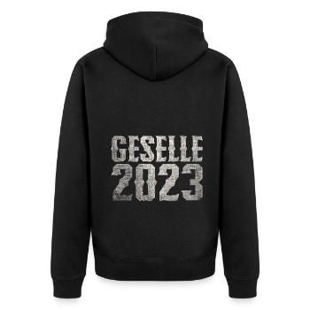Geselle 2023 Gesellenprüfung - Unisex Premium Bio Zip Hoodie - Schwarz - Hinten - Nico (187cm)