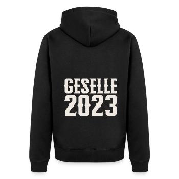 Geselle 2023 Gesellenprüfung - Unisex Premium Bio Zip Hoodie - Schwarz - Hinten - Nico (187cm)