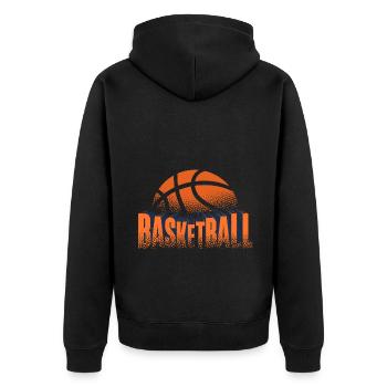 Basketball Basketballer - Unisex Premium Bio Zip Hoodie - Schwarz - Hinten - Nico (187cm)