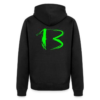 Number 13 favorite number design brush light green green - Unisex Premium Organic Zip Hoodie - black - Back - Nico (187cm)