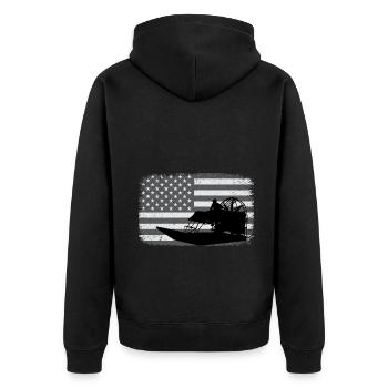 Drapeau américain USA Airboat Fanboat Airboating - Veste à capuche bio Premium Unisexe - noir - Dos - Nico (187cm)