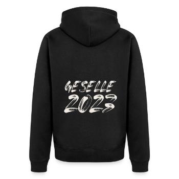 Geselle 2023 Gesellenprüfung - Unisex Premium Bio Zip Hoodie - Schwarz - Hinten - Nico (187cm)