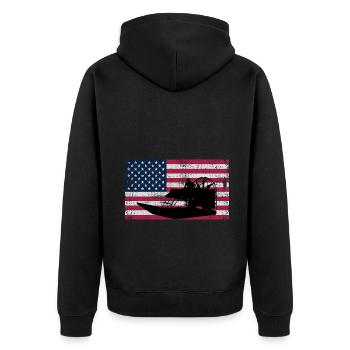 Drapeau américain USA Airboat Fanboat Airboating - Veste à capuche bio Premium Unisexe - noir - Dos - Nico (187cm)