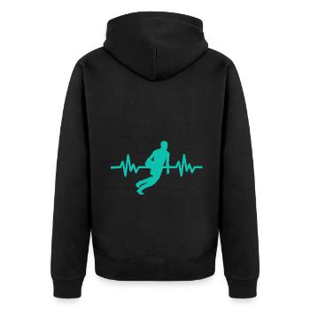 Haertbeat Basketball - USA - Team Sport - Hoops - Unisex Premium Bio Zip Hoodie - Schwarz - Hinten - Nico (187cm)