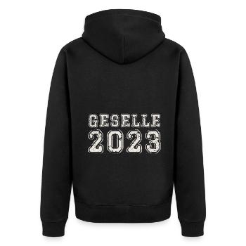 Geselle 2023 Gesellenprüfung - Unisex Premium Bio Zip Hoodie - Schwarz - Hinten - Nico (187cm)