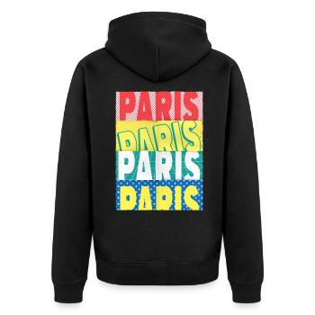 Paris France City Font Skyline Home - Unisex Premium Organic Zip Hoodie - black - Back - Nico (187cm)