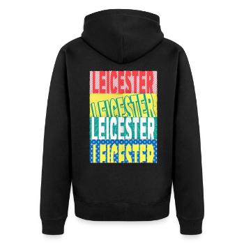 Leicester Angleterre UK City Font Skyline Accueil - Veste à capuche bio Premium Unisexe - noir - Dos - Nico (187cm)