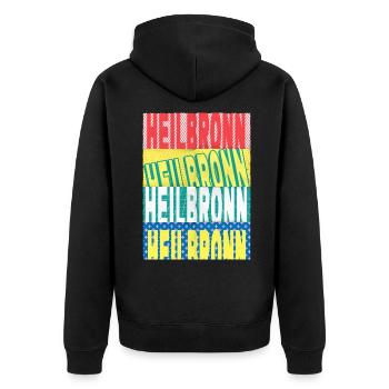 Heilbronn Deutschland Stadt Schrift Skyline - Unisex Premium Bio Zip Hoodie - Schwarz - Hinten - Nico (187cm)