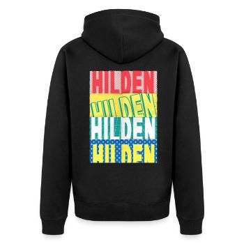 Hilden Germany City Font Skyline - Unisex Premium Organic Zip Hoodie - black - Back - Nico (187cm)
