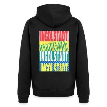 Ingolstadt Deutschland Stadt Schrift Skyline - Unisex Premium Bio Zip Hoodie - Schwarz - Hinten - Nico (187cm)