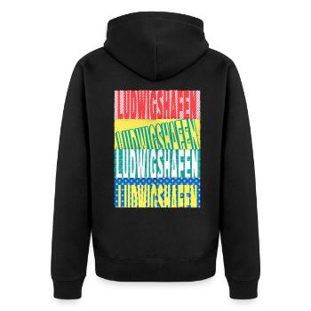 Ludwigshafen Germany City Font Skyline - Unisex Premium Organic Zip Hoodie - black - Back - Nico (187cm)