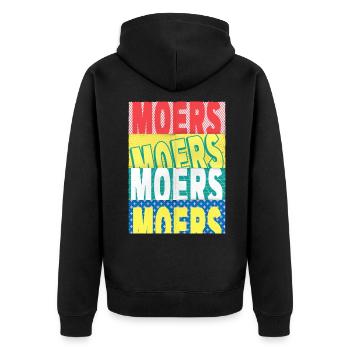 Moers Deutschland Stadt Schrift Skyline - Unisex Premium Bio Zip Hoodie - Schwarz - Hinten - Nico (187cm)