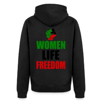 Women life freedom iran - Unisex Premium Bio Zip Hoodie - Schwarz - Hinten - Nico (187cm)
