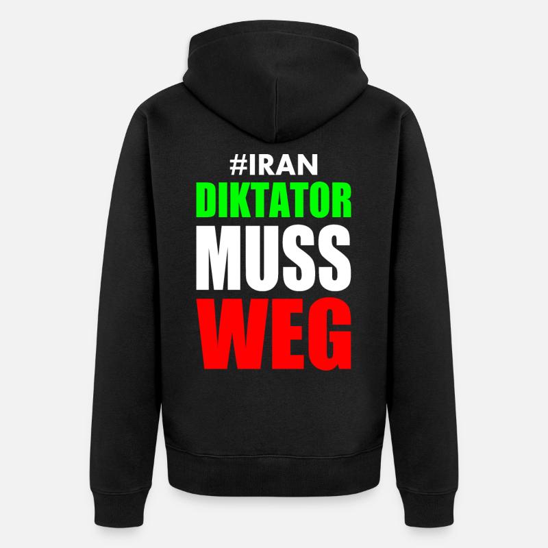 diktator muss weg iran - Unisex Premium Bio Zip Hoodie - Schwarz