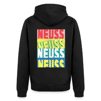 Neuss Germany City Font Skyline - Veste à capuche bio Premium Unisexe - noir - Dos - Nico (187cm)