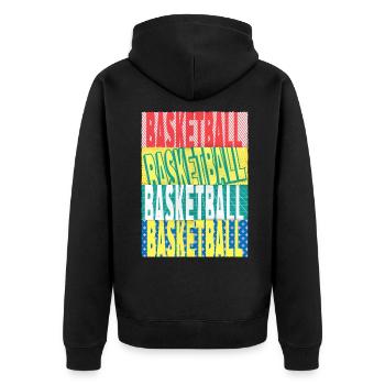 Basketball Basketball Sports Font Team Fan - Unisex Premium Organic Zip Hoodie - black - Back - Nico (187cm)