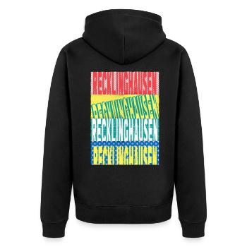 Recklinghausen Deutschland Stadt Schrift Skyline - Unisex Premium Bio Zip Hoodie - Schwarz - Hinten - Nico (187cm)
