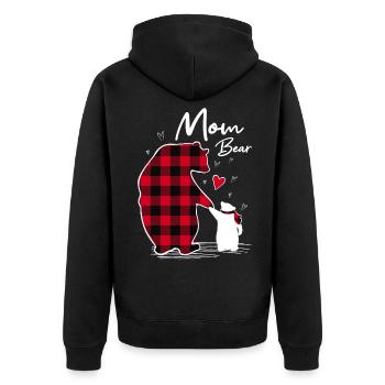 Mom Bear - Unisex Premium Bio Zip Hoodie - Schwarz - Hinten - Nico (187cm)
