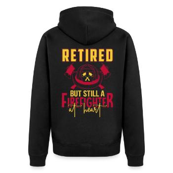 Rentner doch im Herzen noch ein Feuerwehrmann - Unisex Premium Bio Zip Hoodie - Schwarz - Hinten - Nico (187cm)