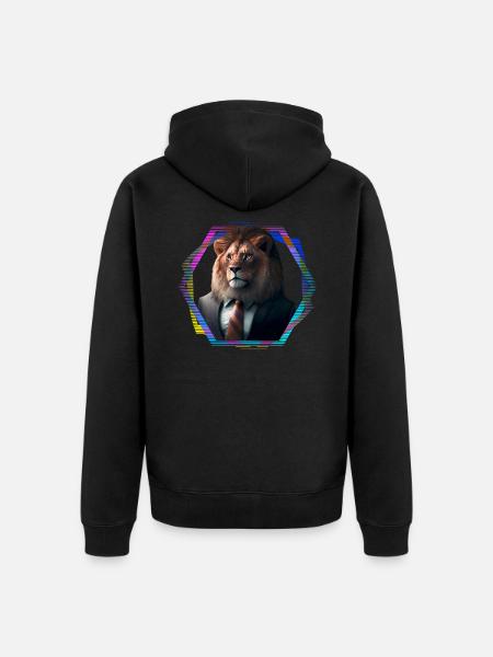Lion in suit - Unisex Premium Organic Zip Hoodie - black