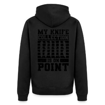Messer Sammeln Messersammler Armeemesser Geschenke - Unisex Premium Bio Zip Hoodie - Schwarz - Hinten - Nico (187cm)