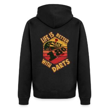 Fléchettes, jeu de fléchettes, jeu de fléchettes, fléchettes, joueurs de fléchettes - Veste à capuche bio Premium Unisexe - noir - Dos - Nico (187cm)