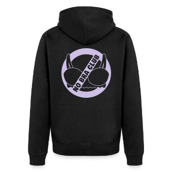 No Bra Club | Kein BH Club | Farbe änderbar | - Unisex Premium Bio Zip Hoodie - Schwarz - Hinten - Nico (187cm)