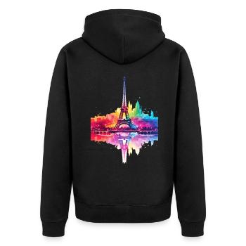 Paris, France, City, Skyline, Eiffel Tower, Art - Unisex Premium Organic Zip Hoodie - black - Back - Nico (187cm)