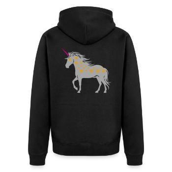 Einhorn mit Sternen | Farben änderbar - Unisex Premium Bio Zip Hoodie - Schwarz - Hinten - Nico (187cm)