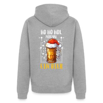 Weihnachten Bier Weihnachtsbier Prost Lustig Humor - Unisex Premium Bio Zip Hoodie - Grau meliert - Hinten - Nico (187cm)