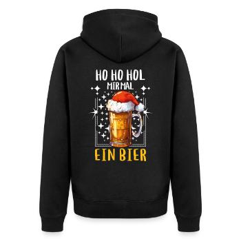 Weihnachten Bier Weihnachtsbier Prost Lustig Humor - Unisex Premium Bio Zip Hoodie - Schwarz - Hinten - Nico (187cm)