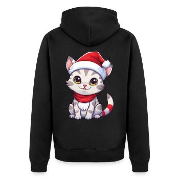 Chat Noël Chat De Noël Mignon Joyeux Catmas - Veste à capuche bio Premium Unisexe - noir - Dos - Nico (187cm)